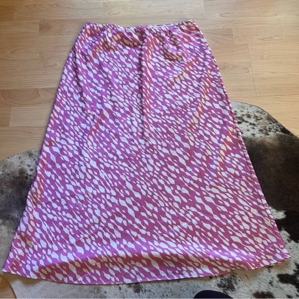 DIESEL Y2K Patterned Pink Satin Midi Skirt Size Medium - Picture 1 of 7